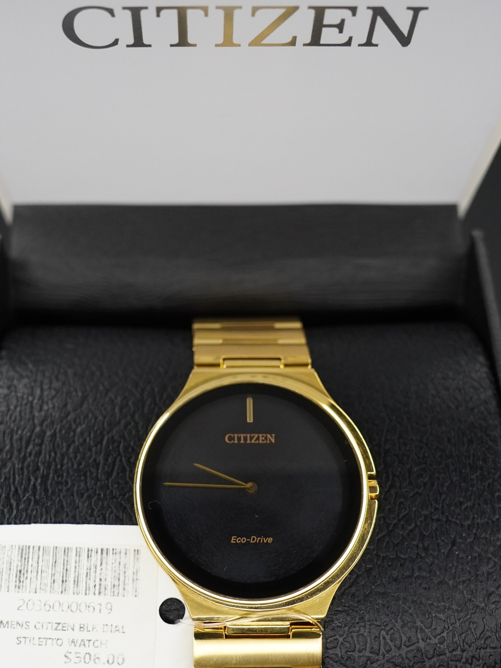 Citizen Stiletto AR3112-57E Eco-Drive Gold-Tone Black Dial Watch
